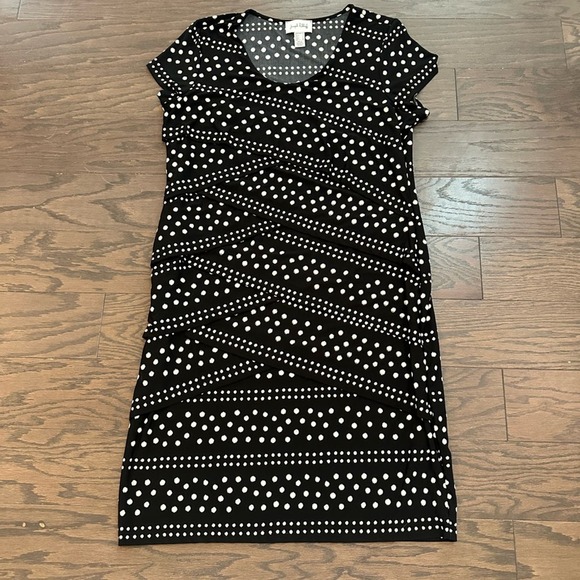 JOSEPH RIBKOFF Black/Vanilla Polka Dot Dress Size 20 - Picture 5 of 11